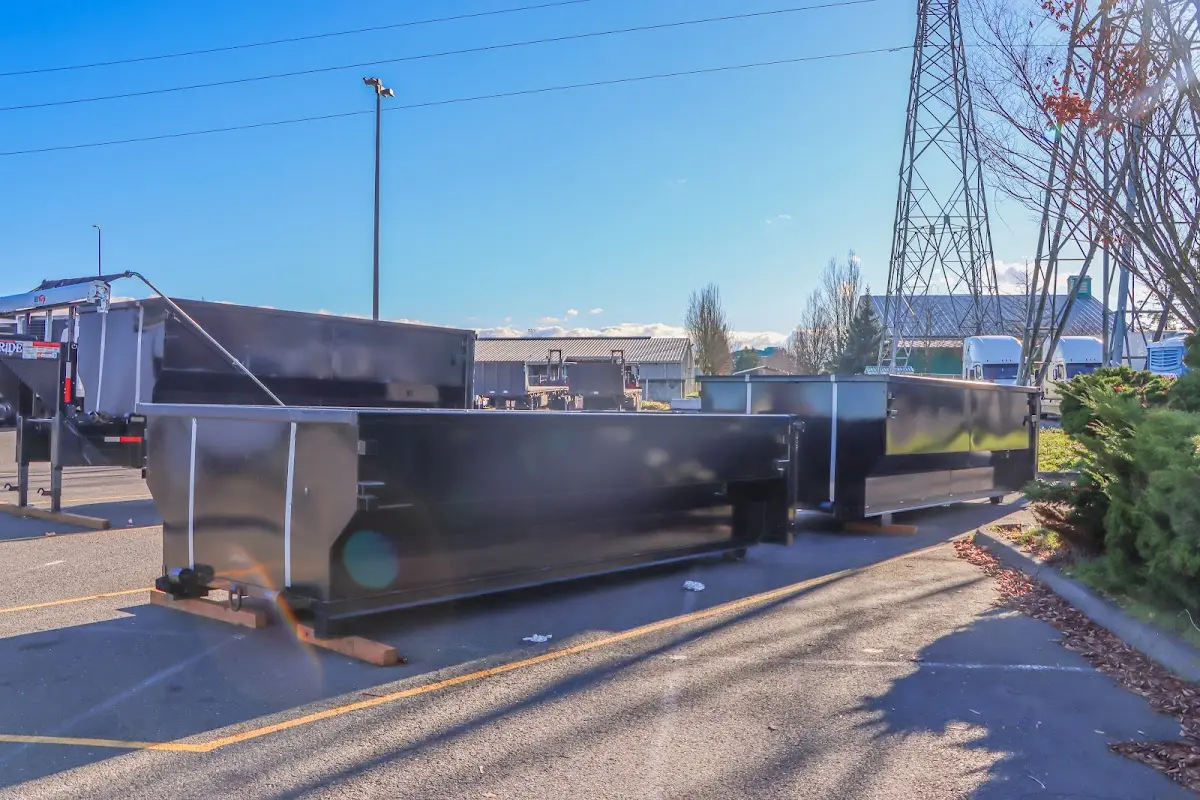 Roll-off dumpster ready for waste disposal at job site for Construction Dumpster Rental in Sturgeon Bay